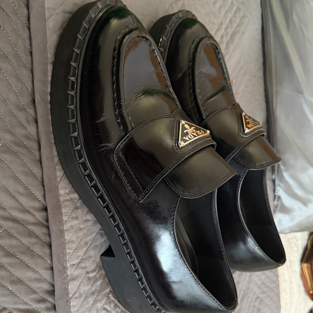 Prada unisex Black chocolate brushed Loafers - Picture 2 of 7
